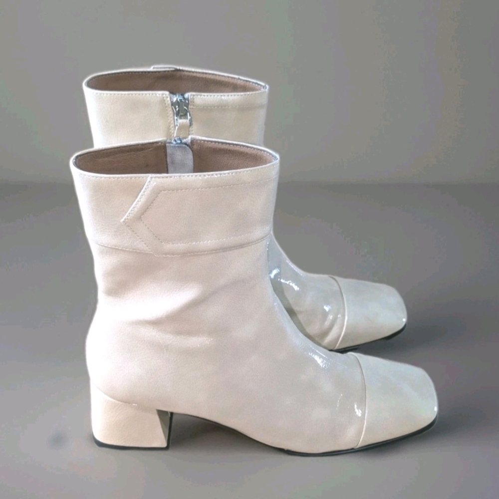 Anthropology Bibilou Cream Off White Zip Up Boots